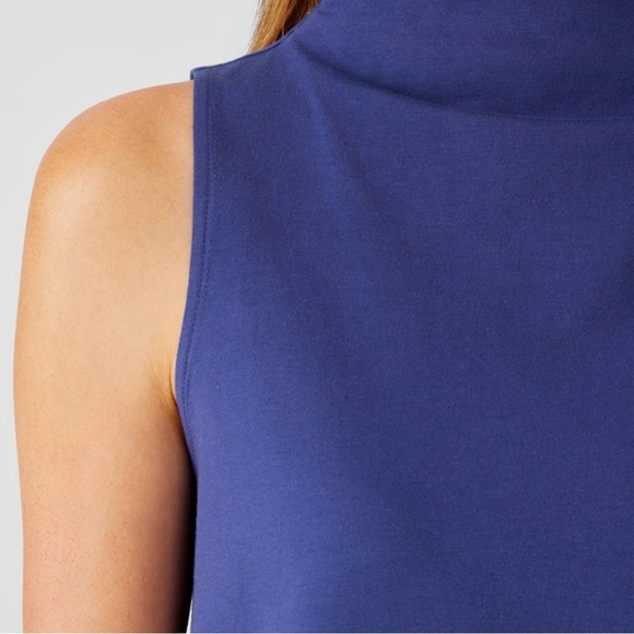 EILEEN FISHER Traceable Organic Cotton Jersey Funnel Neck Tank Top Iris Size S - Picture 8 of 9